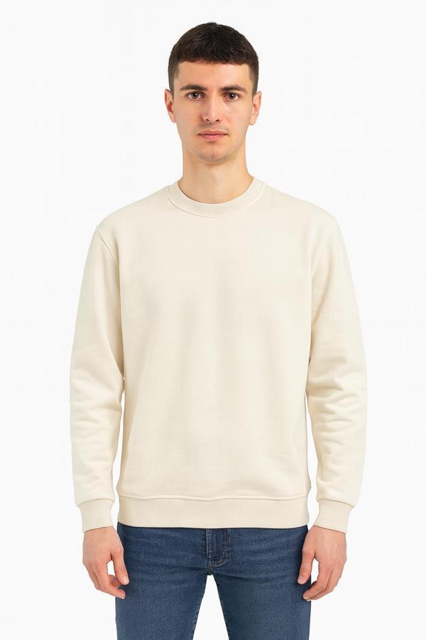 Erkek Oversize Uzun Kol Sıfır Yaka Sweatshırt-7383 - Image 1