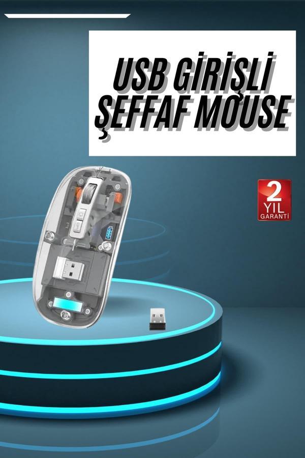 Kablosuz Mouse Fare Şarjlı Bluetooth Wireless Çift Modlu Sessiz - Image 1