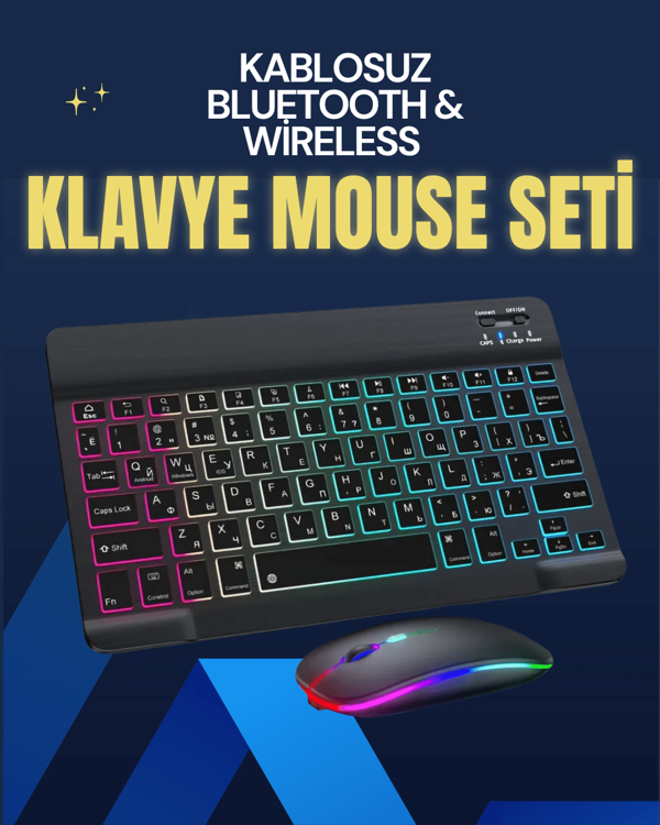 Şık ve Sessiz Tasarımlı Işıklı Klavye Mouse Seti – Şarjlı, Wireless - Image 1