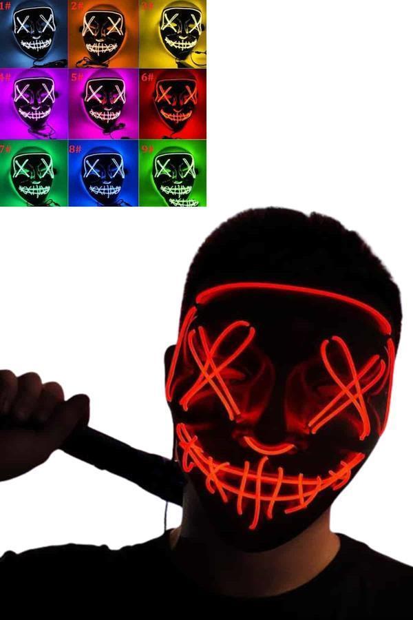 Led Işıklı Neon Maske Cadılar Bayramı Maskesi Korkunç Korku Maskesi - Image 1