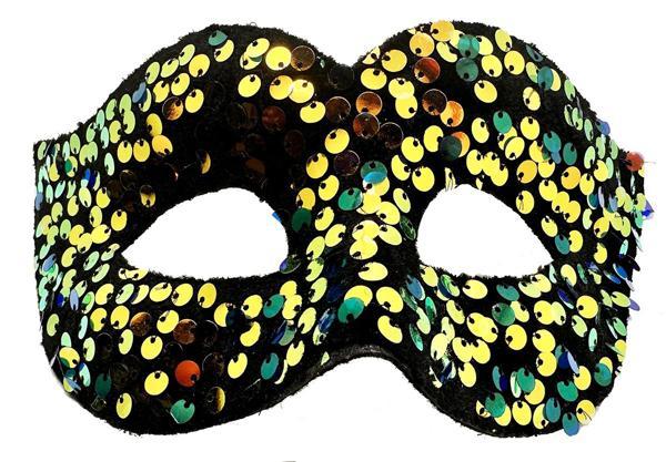 Altın Renk Pul Payet İşlemeli Balo Maskesi - Image 1