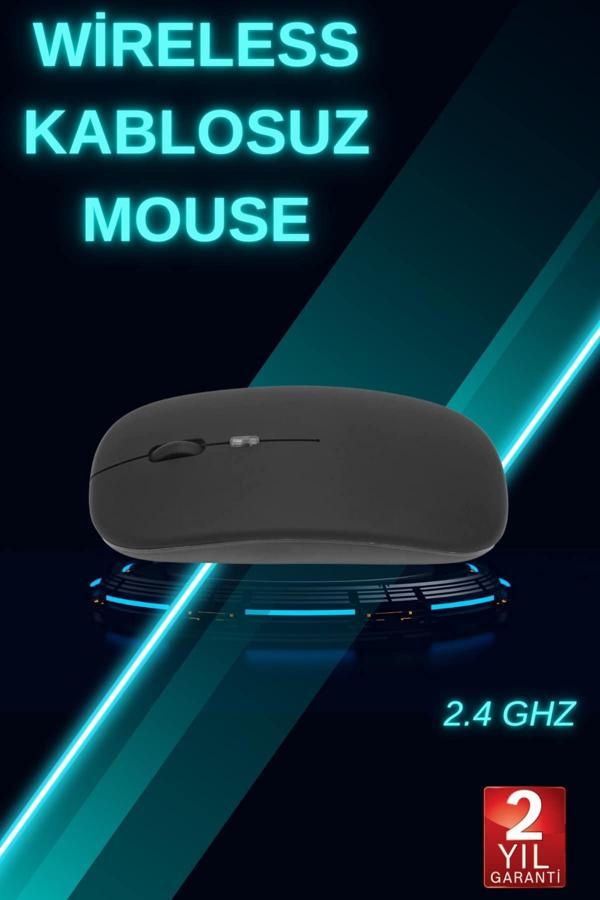 Siyah Wireless Kablosuz Sessiz Mouse Bluetooth Bağlantılı - Image 1
