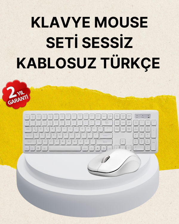 Tam Boy Kablosuz Klavye Mouse Seti - Gelişmiş Bağlantı ve Sessiz Performans - Image 1