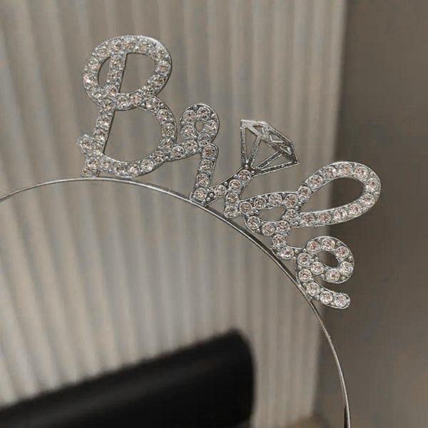 Gümüş Renkli Taşlı “Bride” Gelin Tacı - Image 1