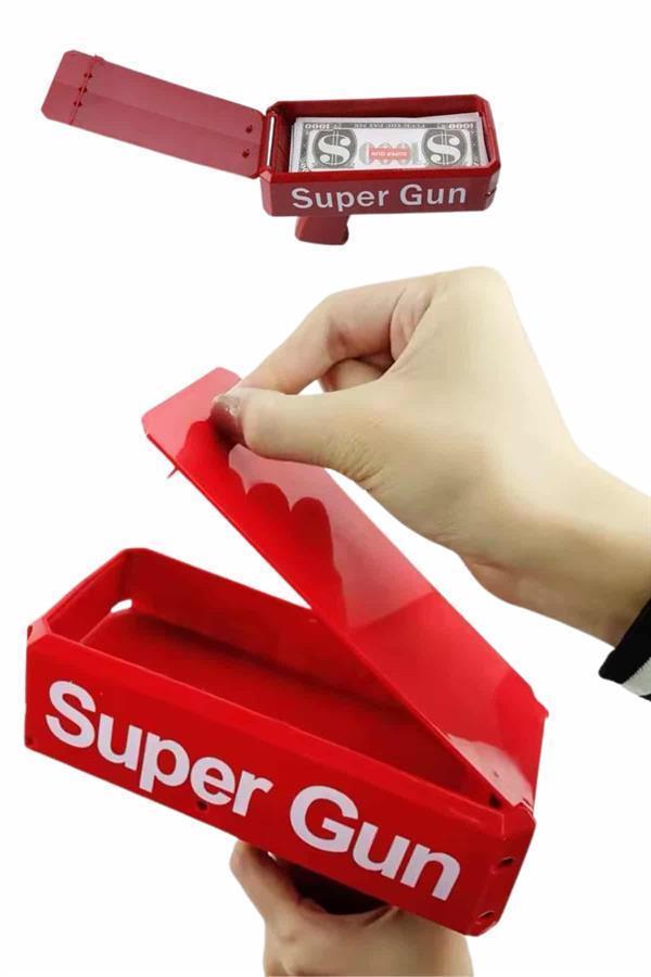 Kırmızı Parti Oyuncağı Para Saçma Fırlatma Tabancası Makinesi Super Money - Image 1