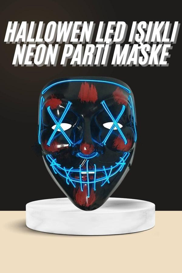 Işıklı Led Maske Parti Eğlence Maskesi Hallowen Neon Maske - Image 1