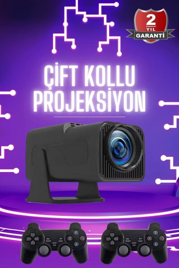 Çift Kollu Projeksiyon Taşınabilir Game Projektör Full Hd 1080P 4k Projeksiyon Gamepad - Image 1