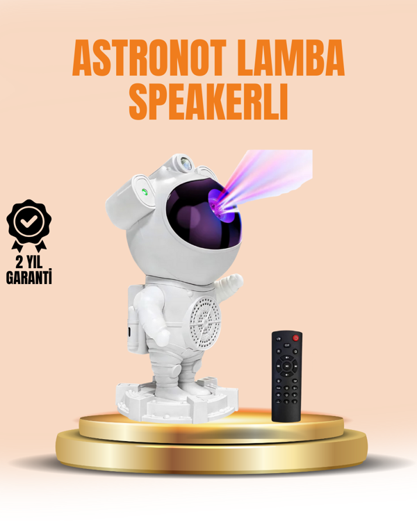 Bluetooth ve Dahili Ses Özellikli Astronot Projeksiyon Lambası - Image 1
