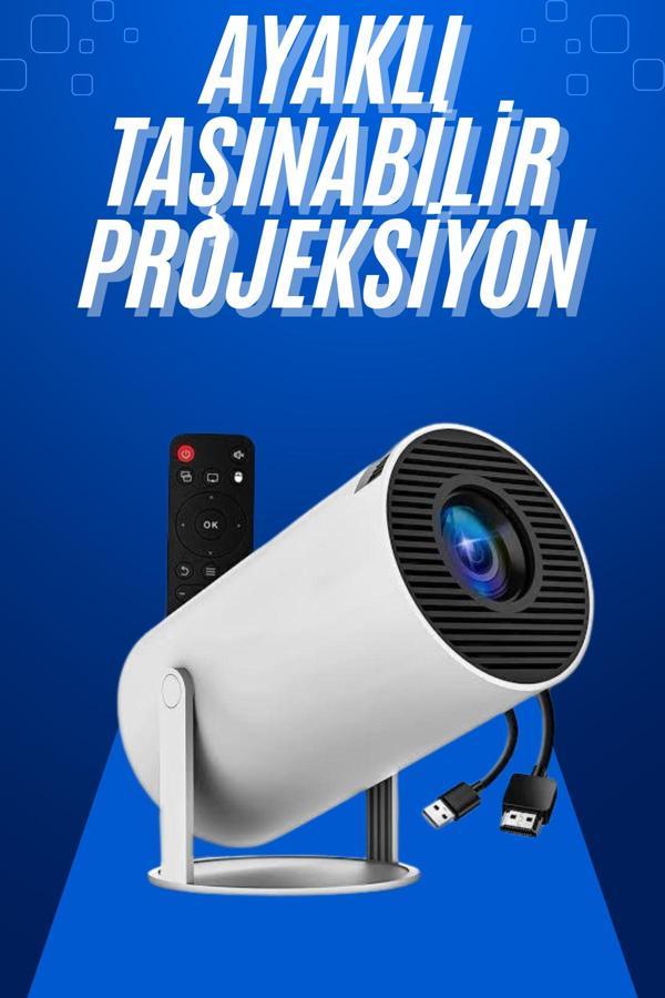 Taşınabilir Projeksiyon Ayaklı Projektör Android Uyumlu HDMI Girişli - Image 1