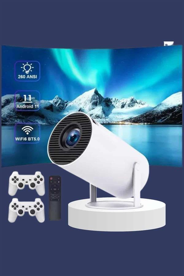 Projeksiyon Cihazı Video Oyun Konsolu Projektör Taşınabilir Ayaklı Çift Kollu 4K Çözünürlüklü - Image 1