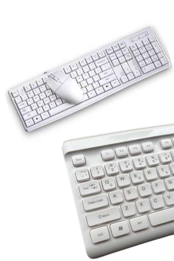 Kablosuz Klavye Mouse Seti Beyaz Q Klavye Tüm Cihazlara Uyumlu - Image 1