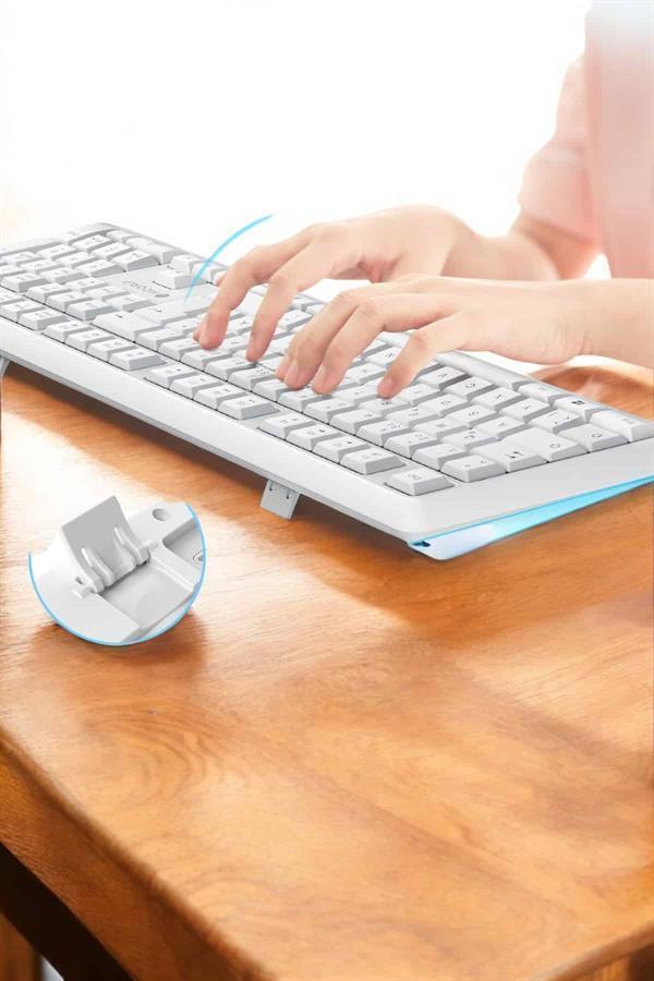 Q Klavye Beyaz Klavye Ve Mouse Seti Kablosuz USB Girişli - Image 1