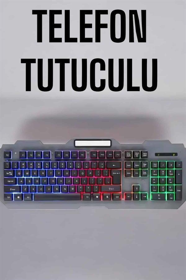 Q Klavye RGB Işıklı Klavye Ve Mouse Seti Kablolu Mouse Hediyeliş - Image 1