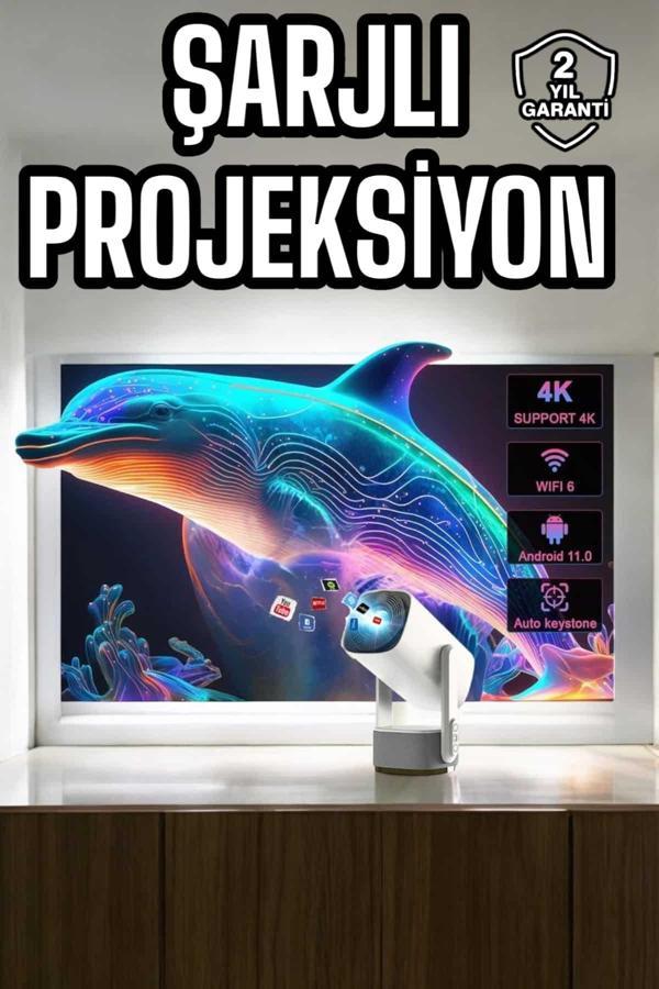 Taşınabilir Sinema Oyun Projektörü Akıllı Projeksiyon Android 11 - Image 1