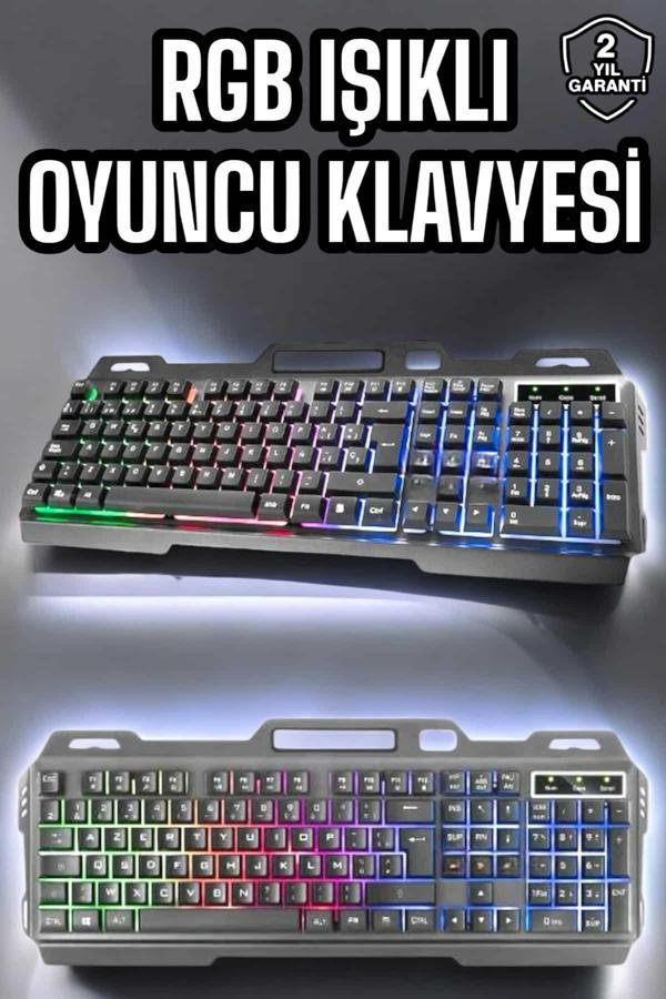 Led Işıklı Oyuncu Klavye Usb Girişli RGB Işıklı Q Klavye Mouse Hediyeli - Image 1