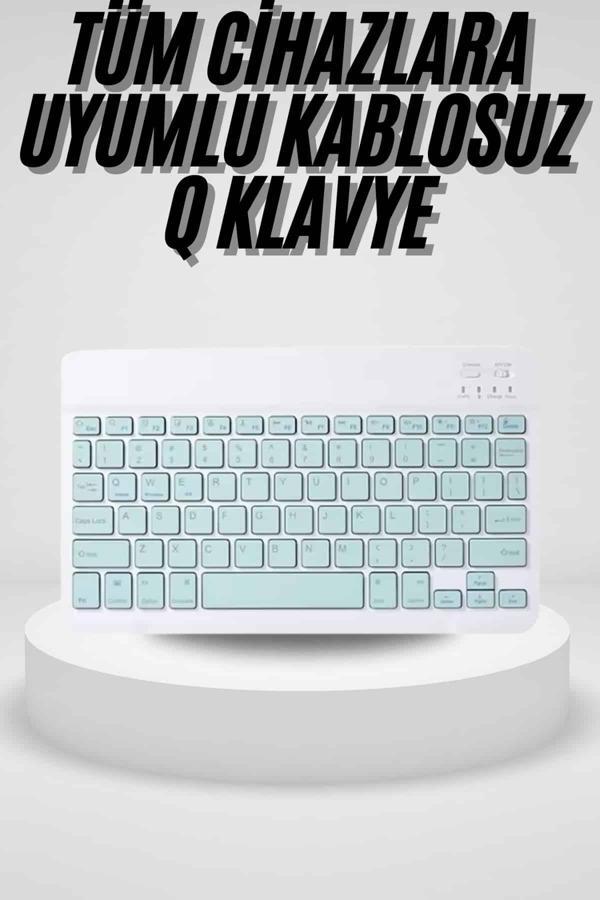 Uyumlu Kablosuz Bluetooth Şarj Edilebilir Mini Q Klavye - Image 1