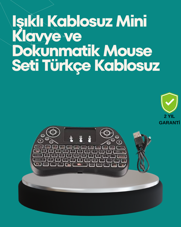 Işıklı Kablosuz Mini Klavye – 2.4 GHz, Dokunmatik Mouse Özellikli - Image 1