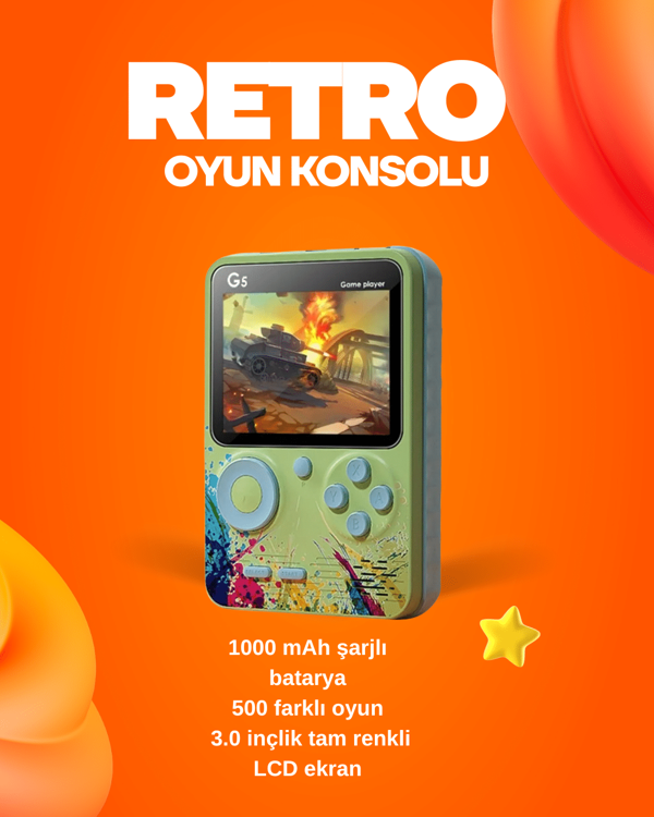 500 Oyun Hafızalı G5 Game Box – Renkli LCD Ekranlı - Image 1