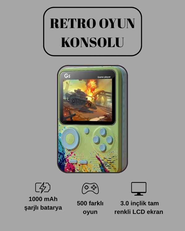 G5 Game Box Retro Mini Oyun Konsolu – 500 Dahili Oyun - Image 1