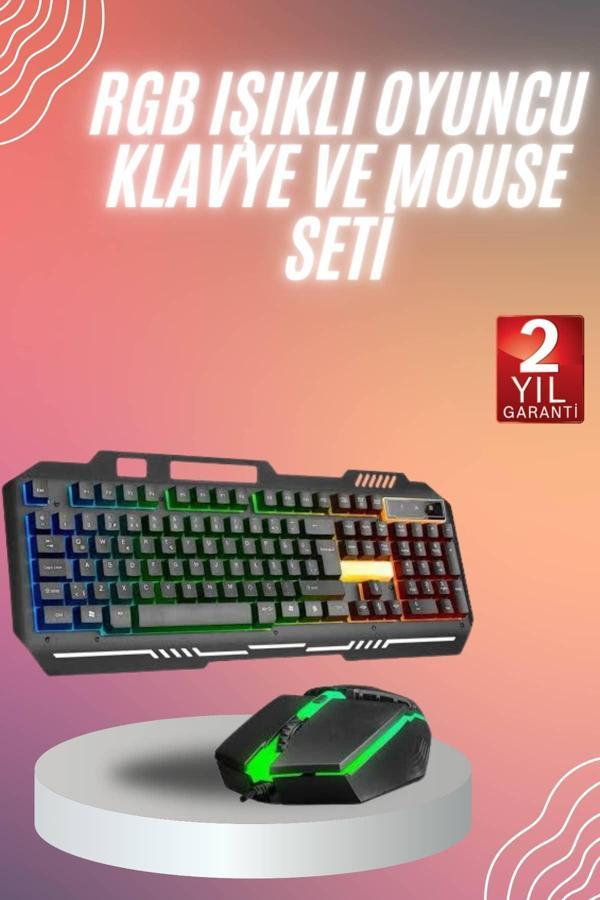 RGB Işıklı Gaming Oyuncu Klavye Q Klavye Mouse Hediyeli - Image 1