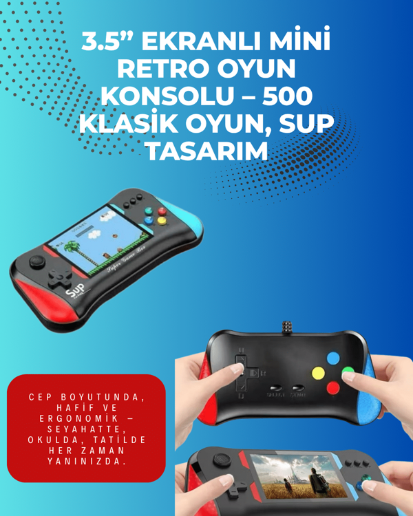 500 Retro Oyunlu Taşınabilir El Konsolu – X7M Modeli - Image 1