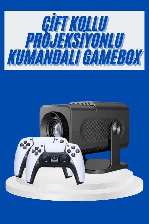 4K Android Smart Wi-fi Çift Kollu Projeksiyon Game Box Kumandalı Taşınabilir - Image 1