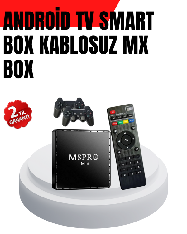 M8Pro 2GB RAM + 64GB Retro Oyunlu TV Box - Image 1
