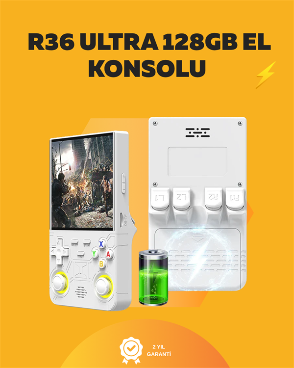 128GB Dahili Hafızalı R36 Ultra – 4” IPS Ekran, Retro Konsol, 30.000+ Oyun Yüklü - Image 1