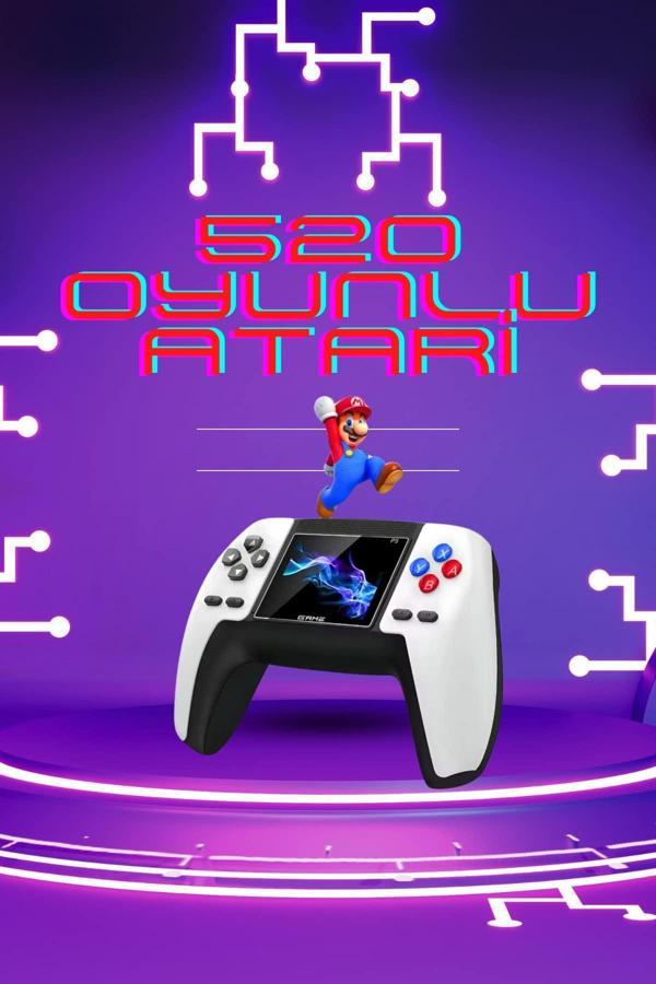 Kablosuz Oyun Konsolu Atari Game Stick Retro Konsol 520 Oyunlu - Image 1