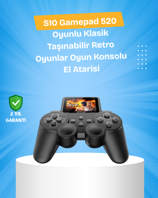 500 Oyunlu Nostaljik El Tipi Oyun Konsolu, Taşınabilir Şarjlı Cihaz, Renkli Ekran ve TV Destekli - Image 1