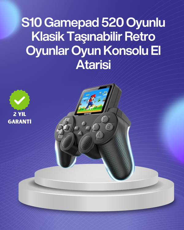 Çocuklar ve Yetişkinler İçin Uygun 500 Oyunlu Taşınabilir Mini Retro El Konsolu, - Image 1