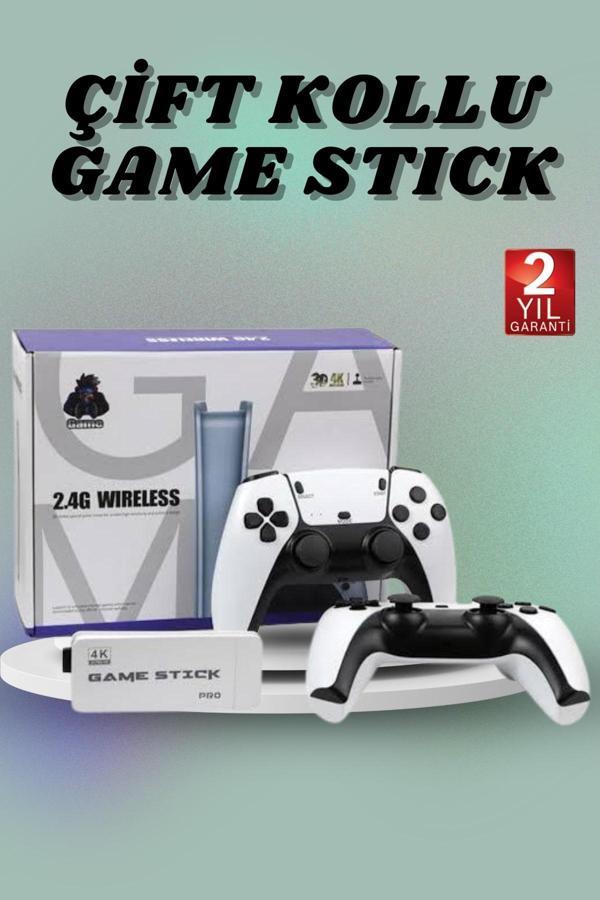 Çift Oyun Kollu 4K HD Ekran Nostaljik 20.000 Oyunlu Beyaz Game Stick - Image 1