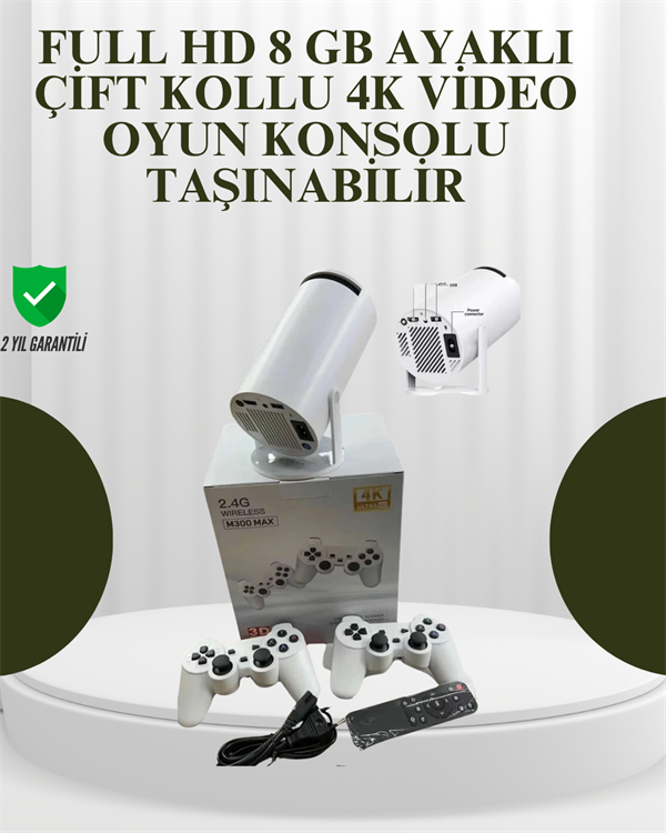 Portatif 4K Projeksiyon – 4.000 Uygulama, Kablosuz Yansıtma ve Bluetooth 5.0 - Image 1