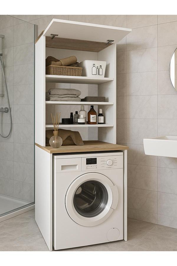 Dorpek Edena Çamaşır Makinesi Dolabı Beyaz-Safir - Image 1