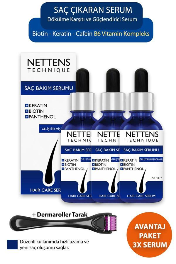  Hair Saç Bakım Serumu 3’lü + Dermaroller Saç Bakım Seti Saç Dökülmesine Karşı Saç Çıkaran Gürleştirici Losyon - Image 1
