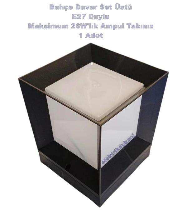 MUTLUSAN ALİZE Küp Armatür Set Üstü SİYAH E-27 27cm - IP54 - Image 1