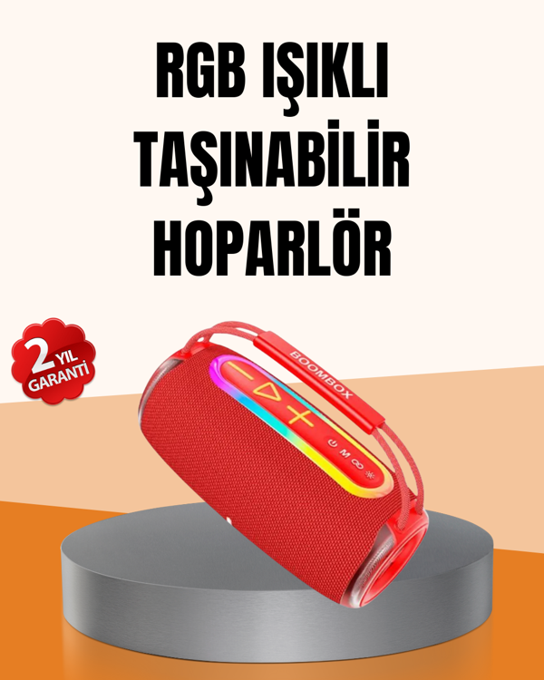 IPX6 Su Geçirmez RGB LED Işıklı Taşınabilir Bluetooth Hoparlör 2400 mAh - Image 1