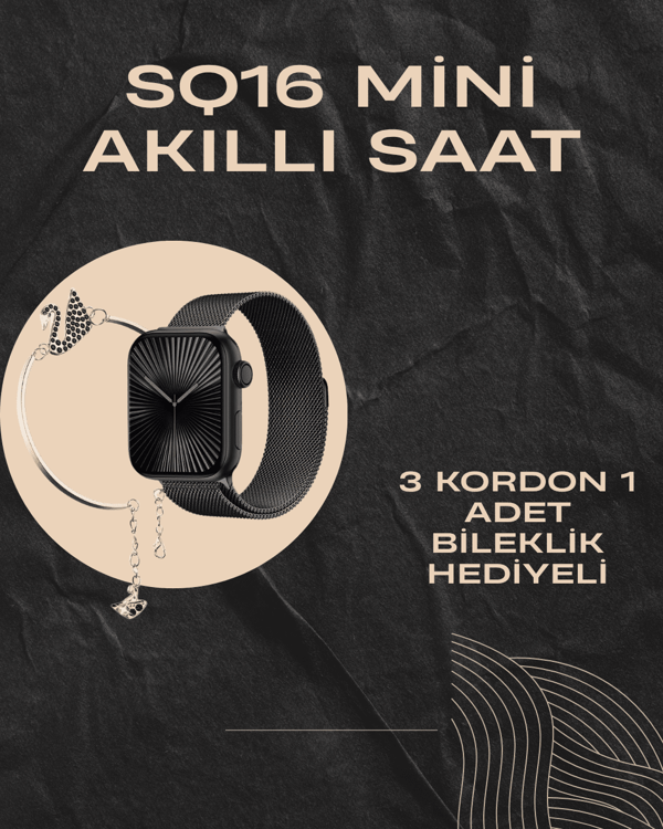 SQ-16 Mini Series 10 Akıllı Saat | Şık ve Hafif Tasarım, 3 Kordon Seçeneği - Image 1