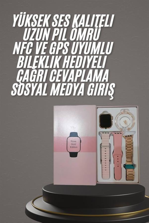 Yeni Nesil Kadın Akıllı Saat Rose Gold Android ve İos Uyumlu - Image 1