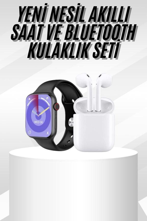Yeni Nesil Akıllı Saat Ve Kulaklık Seti Gümüş Kasa Zarif Tasarım Çok Fonksiyonlu - Image 1