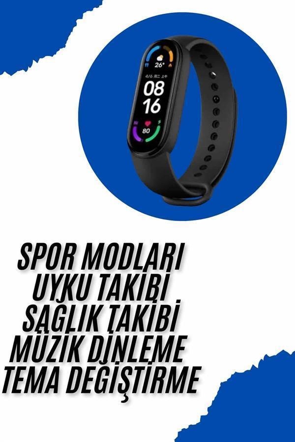 Akıllı Uyumlu Bileklik M6 Adımsayar Spor Modları Çağrı Görme Türkçe Menü - Image 1