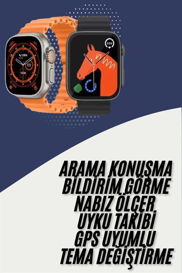 Akıllı Saat Kordon Hediyeli Güçlü Batarya Kapasiteli Titreşimli Bildirim Görme Unisex - Image 1