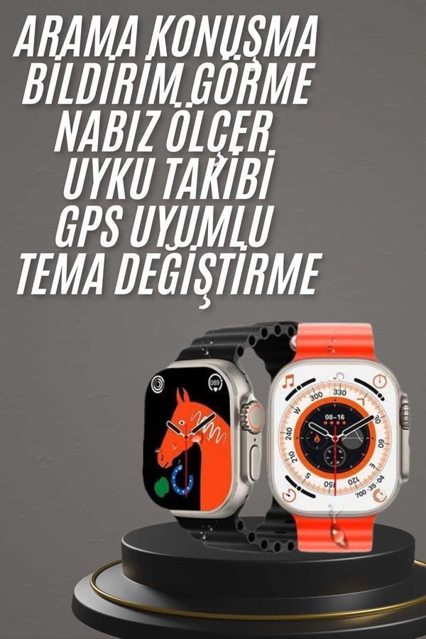 Yeni Model Akıllı Saat Ultra Smart Watch Gümüş Kasa 45mm Titreşim - Image 1