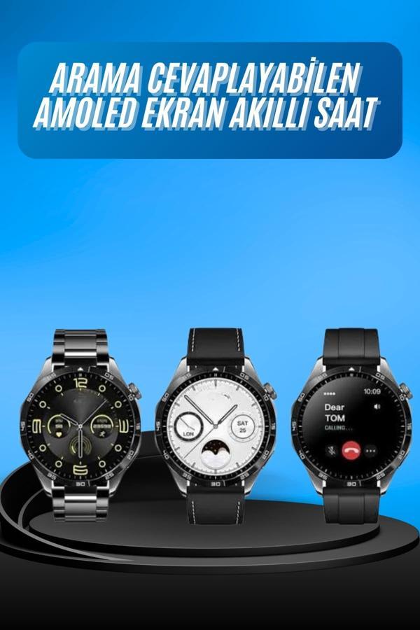 Amoled Ekran 3 Kordonlu Akıllı Saat 5.0 Bluetooth Bağlantılı Android ve İOS Uyumlu - Image 1