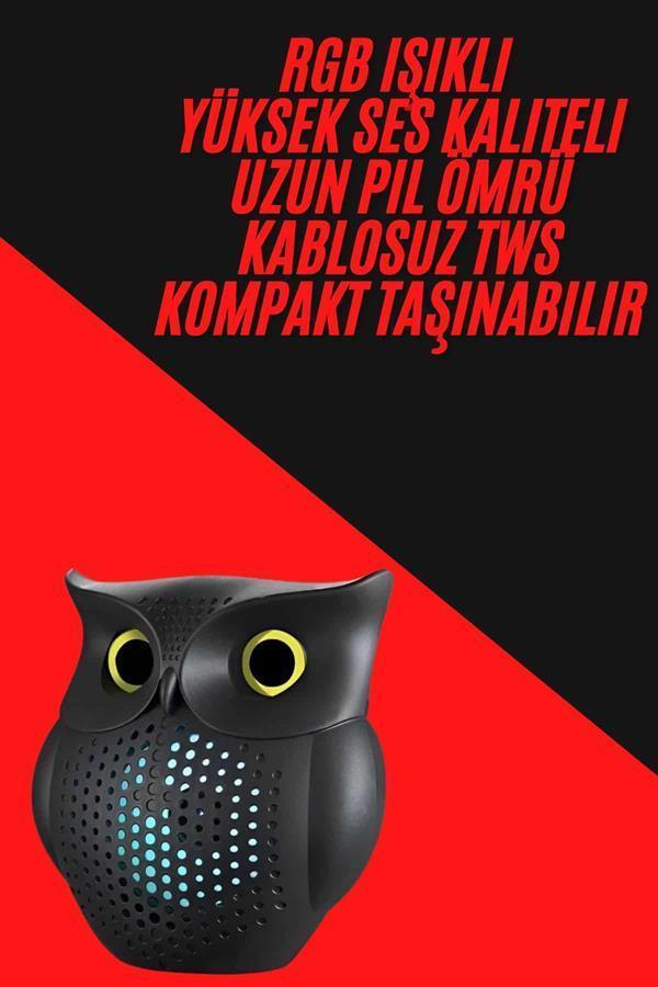 TWS Bluetooth Hoparlör Baykuş Tasarımlı Taşınabilir RGB Işıklı Uzun Pil Ömrü - Image 1