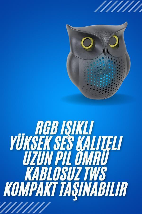 Siyah Bluetooth Hoporlör Baykuş Speaker Bluetooth 5.0 Bağlantılı - Image 1