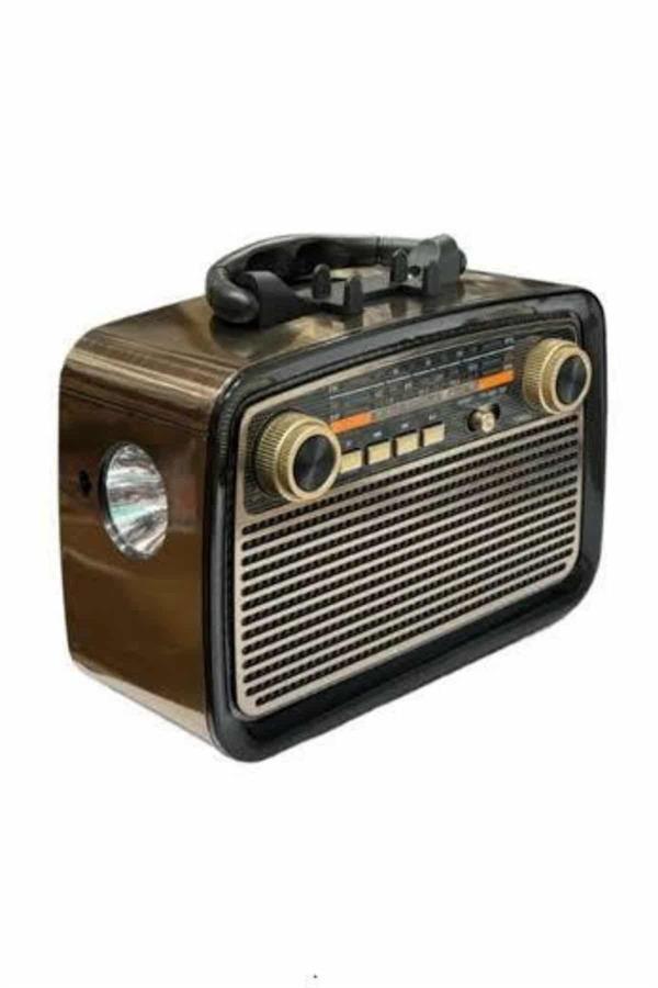 Nostalji Radyo Bluetooth Hoparlör USB-SD Kart Giriş Led Fener Işıklı Bataryalı Pilli - Image 1
