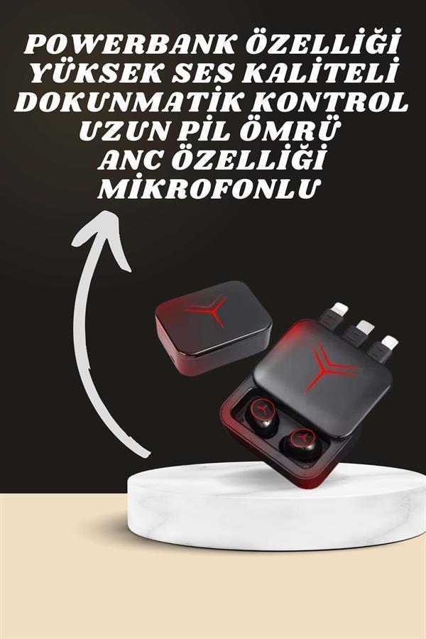 Dijital Göstergeli Powerbank Kablosuz Kulaklık ve 7 Kordonlu Yeni Nesil Akıllı Saat Dokunmatik Kontr - Image 1