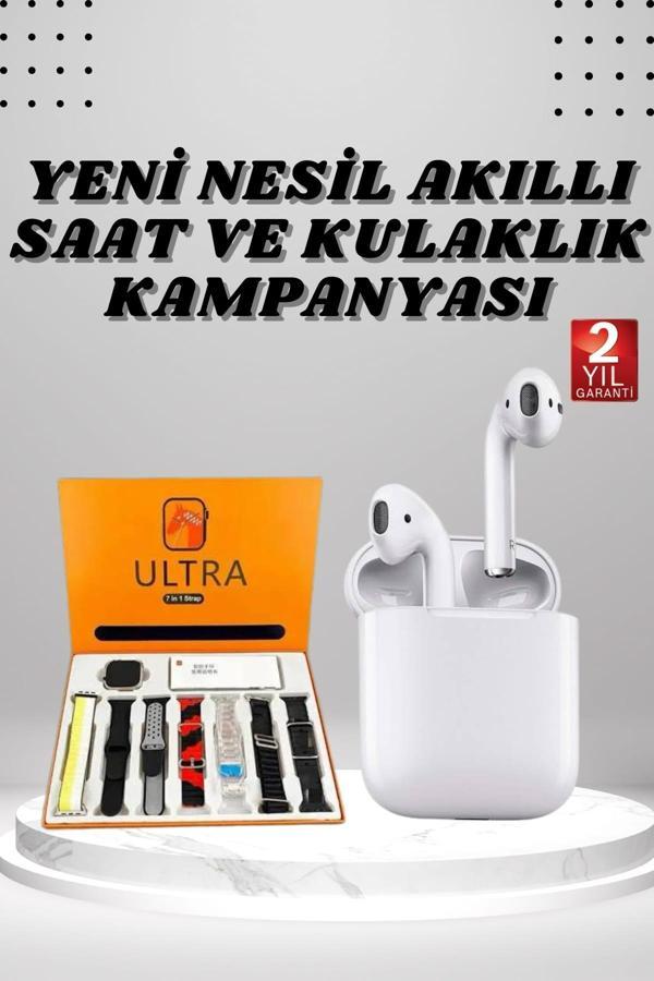 7 Kordonlu Akıllı Saat Ve 2.Nesil Kulaklık Yüksek Ses Kaliteli Uzun Pil Ömrü - Image 1