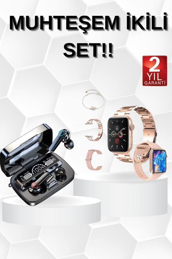 Dijital Göstergeli Powerbank Bluetooth Kulaklık ve Yeni Nesil Amoled Ekran Akıllı Saat - Image 1